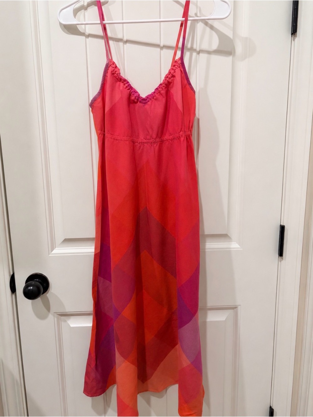 GAP Red and Pink Geometric Slip Dress